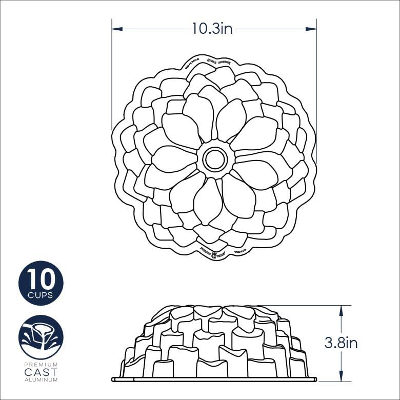 Nordic Ware Floral Cakelet, 3 Cups, Toffee