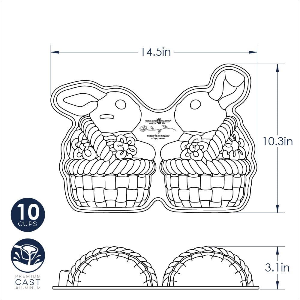Nordic Ware Baby Bunny Cakelet, 4.5 Cup Capacity, Toffee