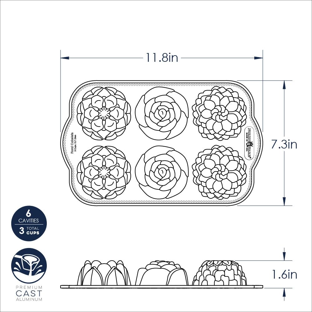 Nordic Ware Floral Cakelet, 3 Cups, Toffee
