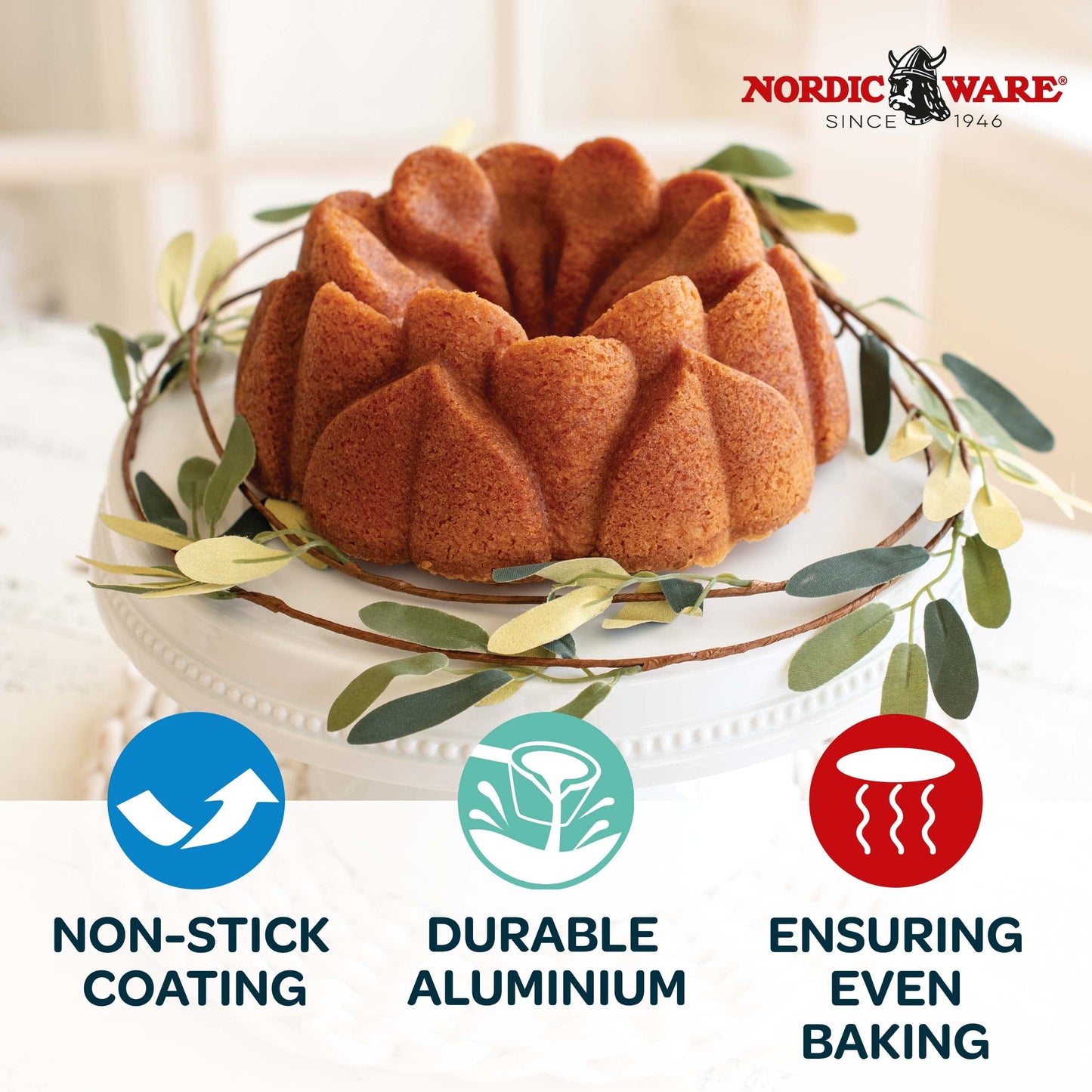 Nordic Ware Floral Cakelet, 3 Cups, Toffee